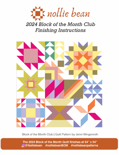 Nollie Bean 2024 Block of the Month Quilt Pattern - Complete Collection (Download)
